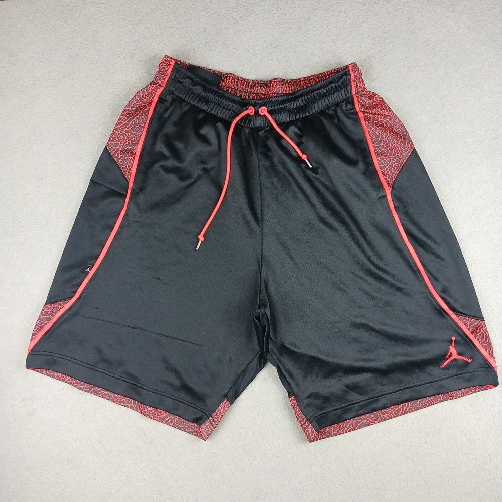 Jordan Shorts Mens Large Dri-FIT Basketball Elephant Print Black Red